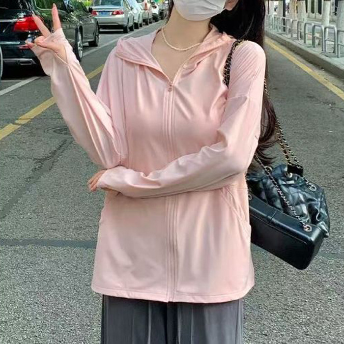 Chaqueta de Protección Solar con Capucha para Mujer de Poliéster UPF30+ Transpirable