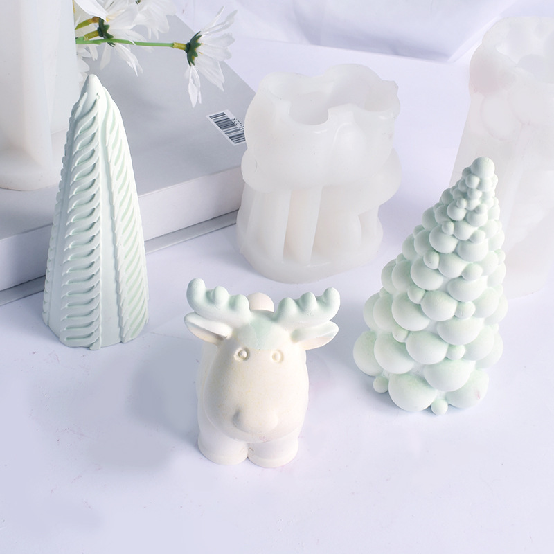 クリスマス立体泡球クリスマスツリーろうそく金型diy香薫石膏拡香石ヘラジカろうそく金型|undefined