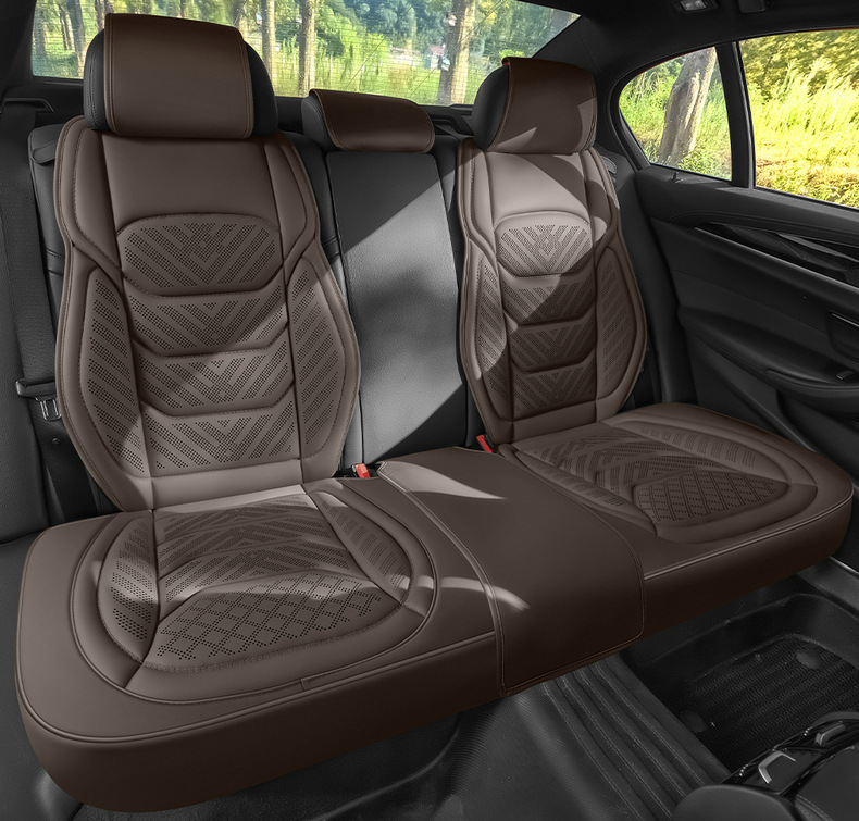 Car seat cushion made of perforated Nappa leather, breathable, suitable for all seasons, semi-enclosed, does not affect seat ventilation, specialized for small cars