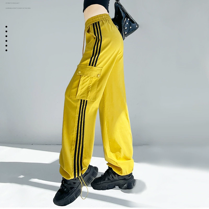 Реальные американские боковые полосатые комбинезоны женские 2024 осень новые свободные повседневные широкие спортивные штаны для детей