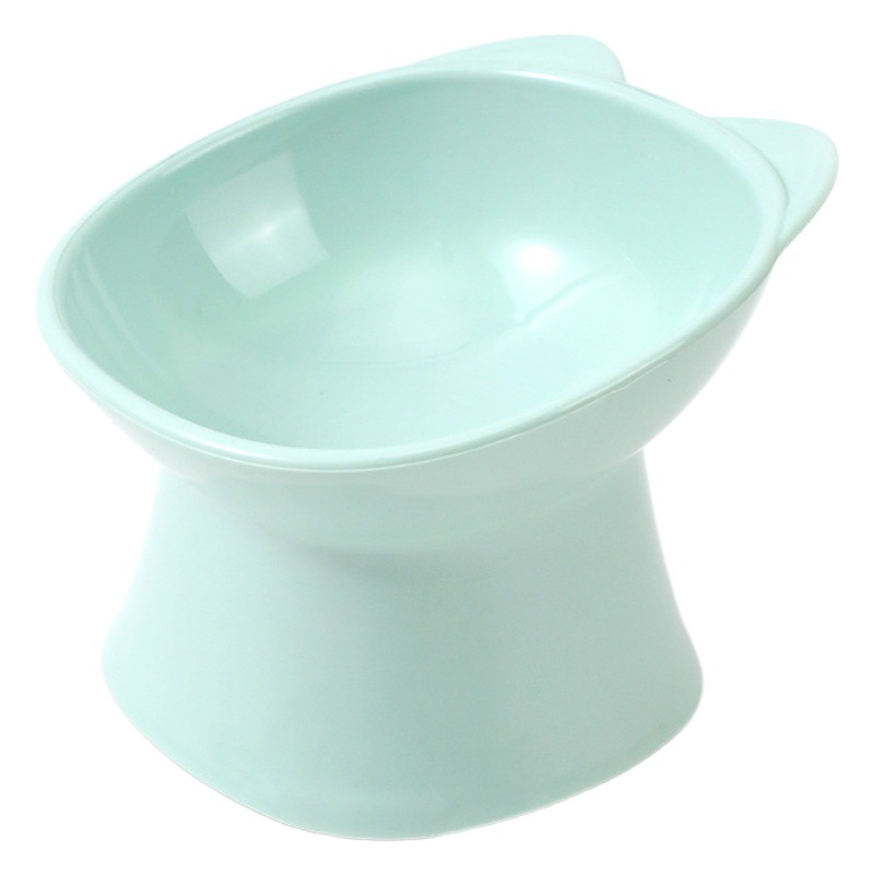 Tazón para mascotas lindo y anti-volcado, de plástico, con cuello protector, para comida de gato