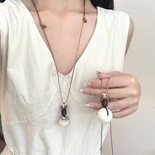 古风菩提平安扣吊坠项链女款新中式复古民族风禅意长款毛衣链配饰