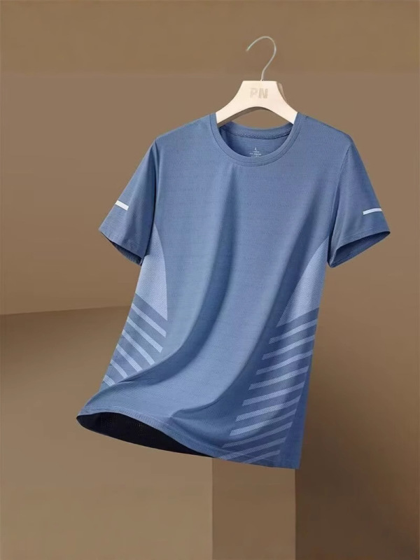 卸売スポットメッシュ半袖Tシャツメンズ夏アイスシルク速乾薄手安い涼しい通気性半袖Tシャツ|undefined