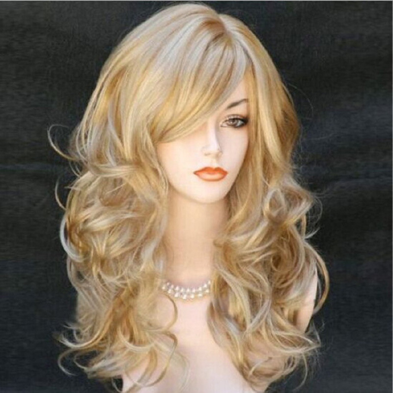 Amazon Wig European and American Gradient Color Big Wave Long Curly Hair Cross-Border Popular European and American Women's Wig Manufacturers Wholesale