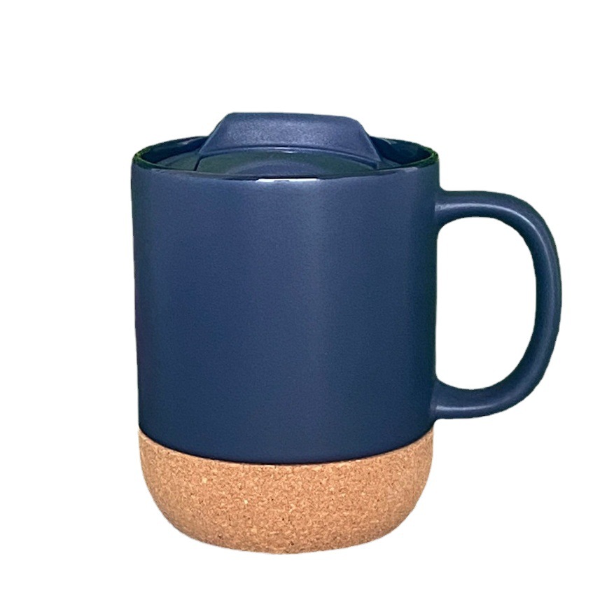 Procesamiento personalizado de tazas y jarras de cerámica con base de corcho multicolor para exportación, se pueden usar como regalos creativos para comercio electrónico transfronterizo con personalización de logotipo.