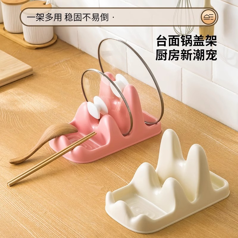 軽くて豪華な二層の鍋の蓋のまな板の棚の台所の台の透明な鍋のシャベルのスプーンの水切りの棚のまな板の置物|undefined