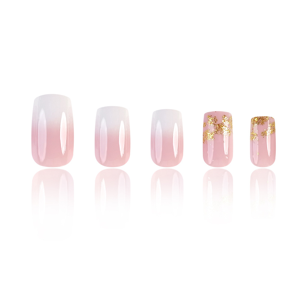 Europa y los Estados Unidos manicuras flash, dulce y cool, chicas calientes que usan uñas de color dorado, parches de uñas falsas, prensa en uñas