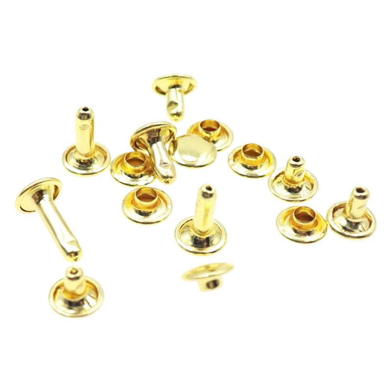 Двусторонняя заклепка из чистой латуни 6/8/10 мм, латунная заклепка, медная заклепка, кожаная фурнитура, аксессуары для багажа