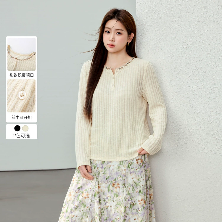 [Академический стиль минус возрастной пояс с вырезом тонкого трикотажа] Funny Show большой размер женский толстый mm2025 весенний новый