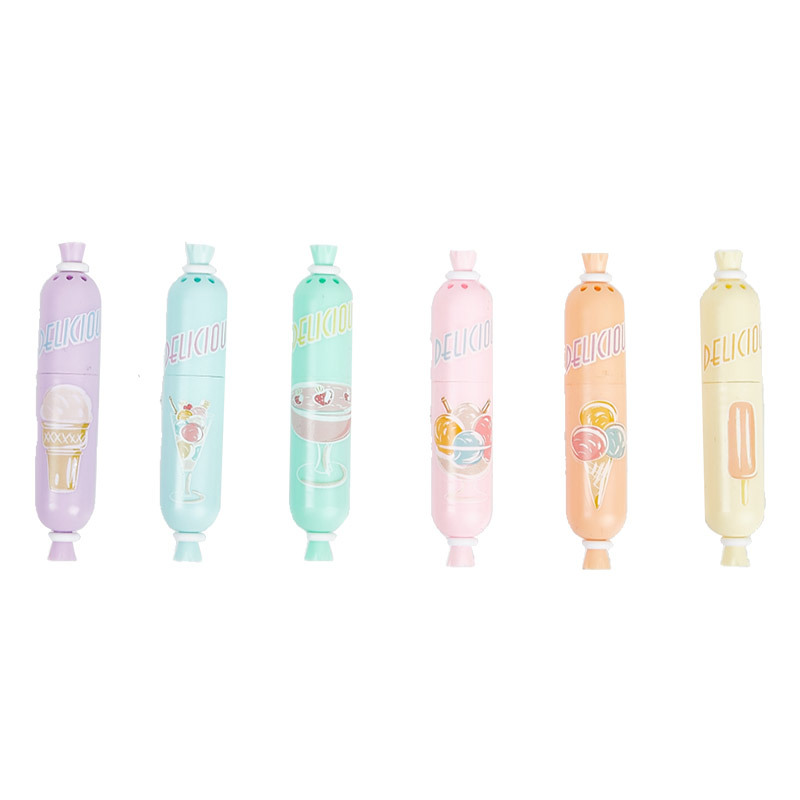 Q182 resaltador en forma de salchicha de los niños lindo estudiante de dibujos animados marcador mini diario pluma