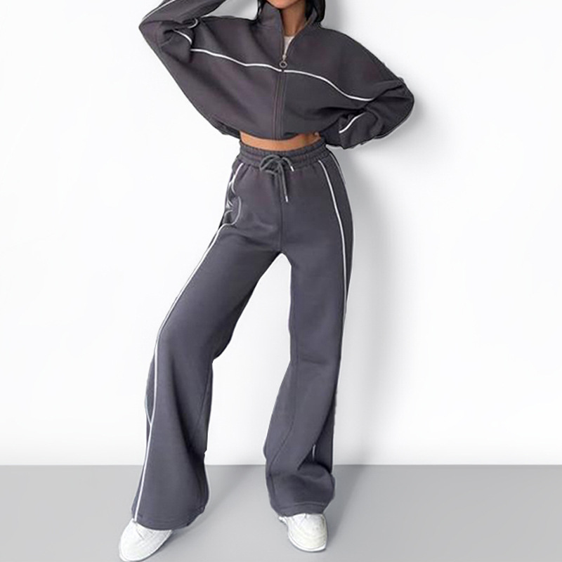 2026 Spring New European And American Women's Clothing Cross-Border Sports Suit Casual Zipper Cardigan Fashion_ecoleips.com