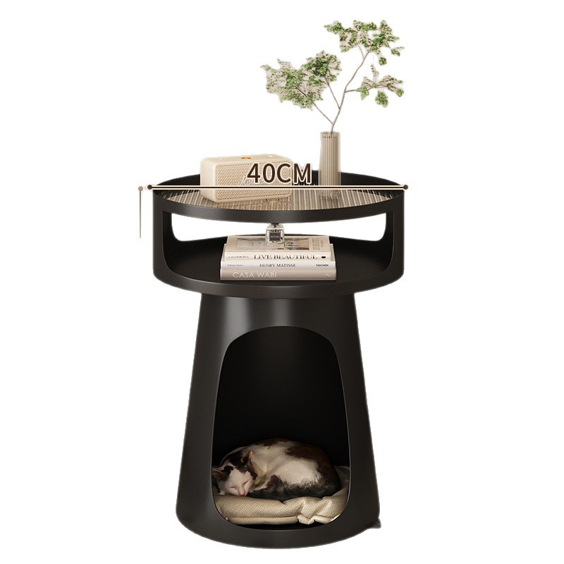 北欧レトロベッドサイドテーブル寝室シンプルベッドサイドテーブル小さなアパートソファサイドテーブル金属収納ラック猫小屋犬小屋