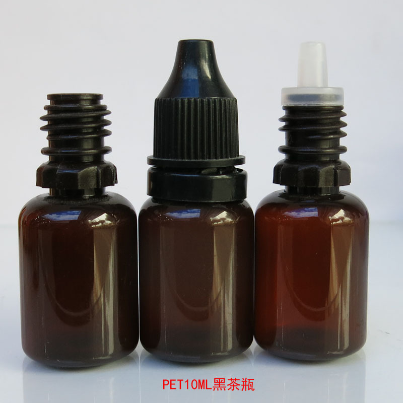 茶色PET5ML10ML15mL保险盖滴瓶按摩精油分装小瓶避光黑茶试剂瓶