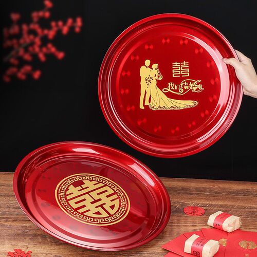 Wedding supplies candy tray festive tea tray red dried fruit fruit red tray bride tray wedding wedding supplies
