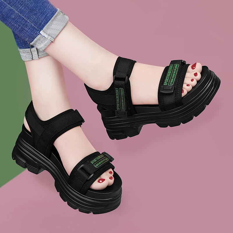 Sports sandals for leisure, summer footwear platform with velcro