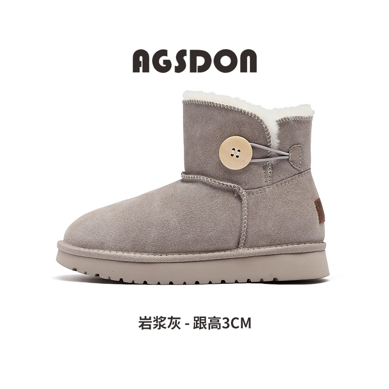 Botas de nieve Augusden de suela gruesa para mujer, novedad de invierno 2025, zapatos de algodón de felpa ultragruesos de caña corta, mocasines de plataforma.