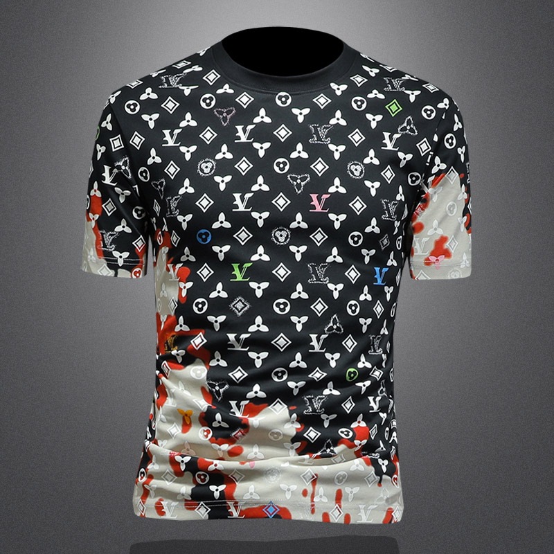 Camiseta de algodón de manga corta para hombre ligeramente ancha 2025 nueva estación europea de alta calidad venta directa de fábrica camiseta de media manga para hombre