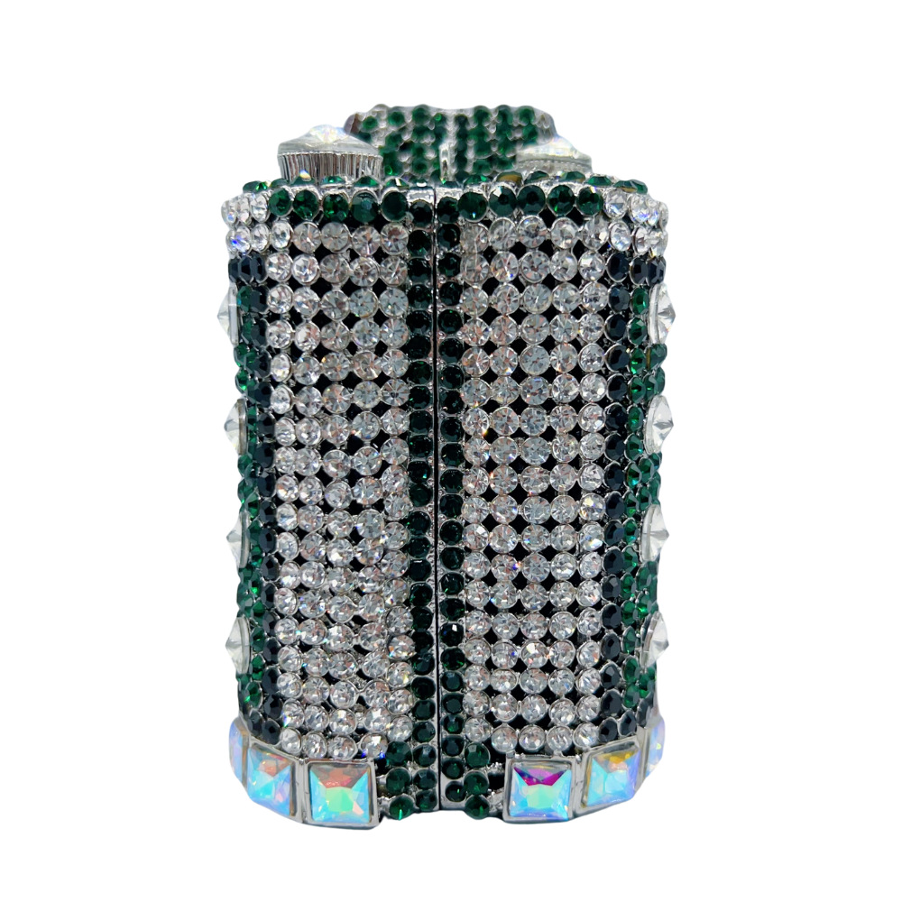 Túi clutch nữ đính kim cương cầm tay dự tiệc sang trọng — Cà phê vàng/hàng có sẵn, Màu xanh lục, Màu bạc, Màu xanh lá chi tiết 3