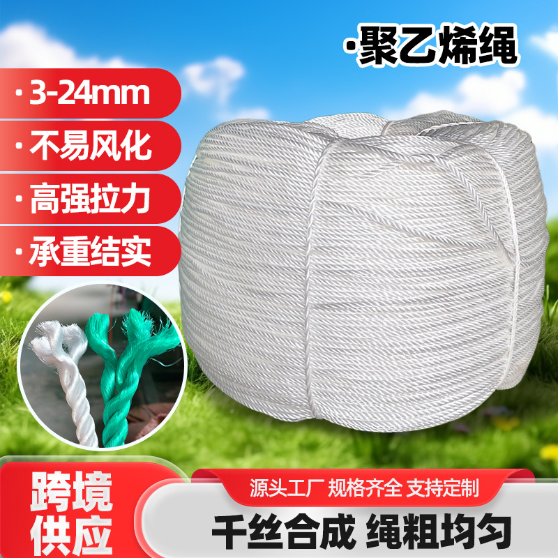 聚乙烯绳高强度压膜捆绑货车大棚篷布拉绳耐磨损抗老化绿色塑料绳