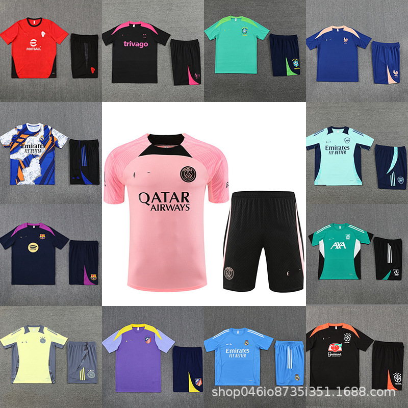 24252627 Football Training Uniforms Arsenal Real Madrid Barcelona Chelsea Ajax Brazil Paris France Short-Sleeved
