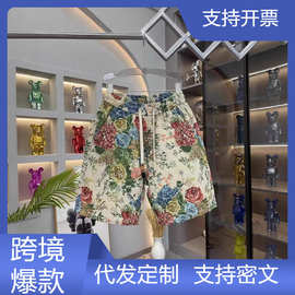 2025新款夏季潮牌个性印花花纹短裤男薄款时尚五分裤沙滩裤男中裤