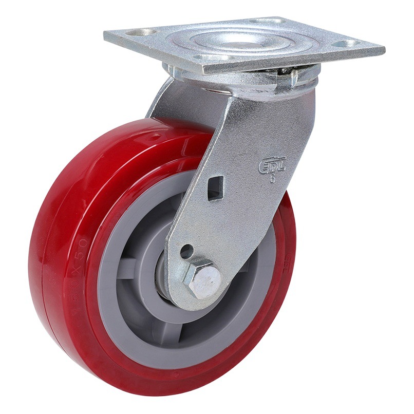 Rueda Giratoria Pesada de Poliuretano TPU 73-86 de 4, 5, 6 y 8 Pulgadas con Freno para Industria