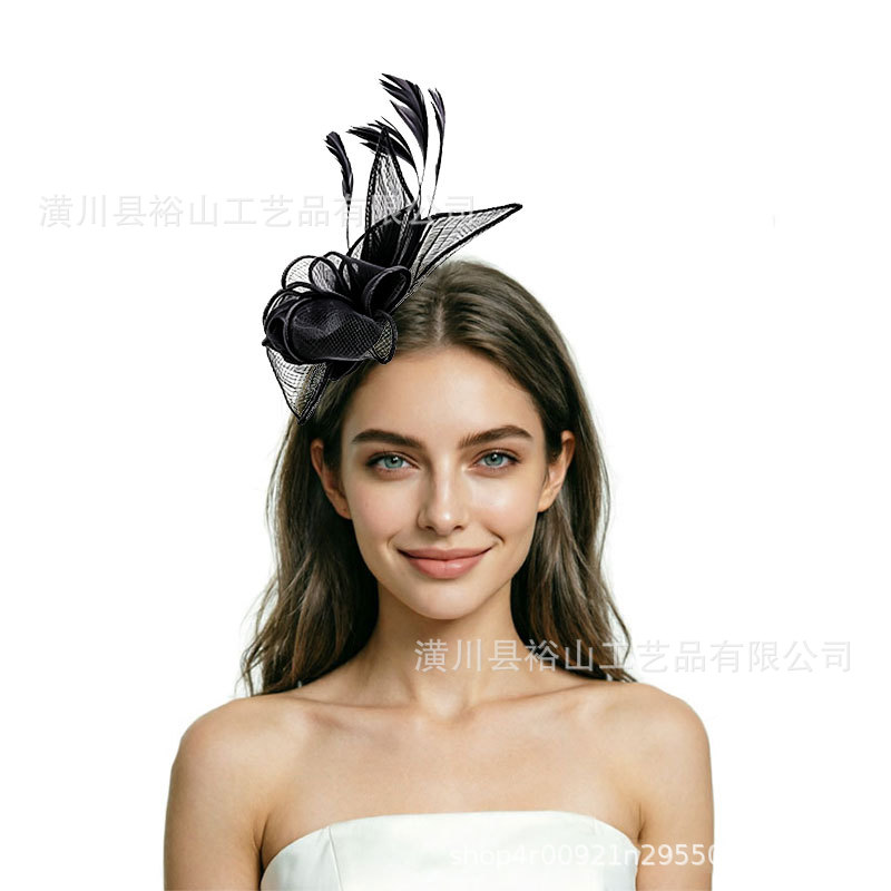 Cross-border best-selling feather headwear, vintage bridal hair accessories, elegant and fashionable headbands for the Horse Racing Festival banquet, wholesale