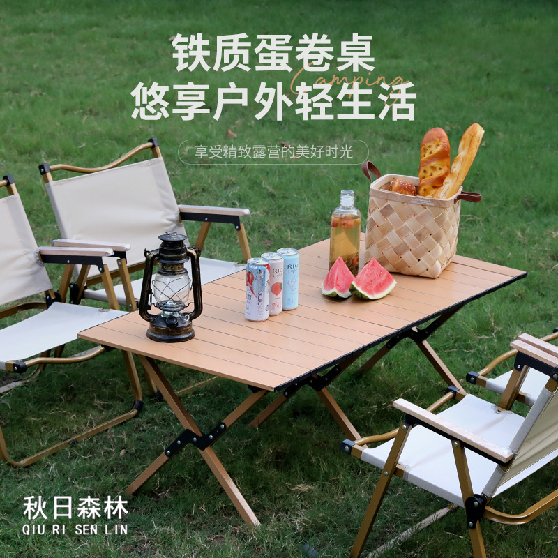 [Customized] Outdoor Folding Table Portable Carbon Steel Table Picnic Camping Folding Table Stall Egg Roll Table Wholesale