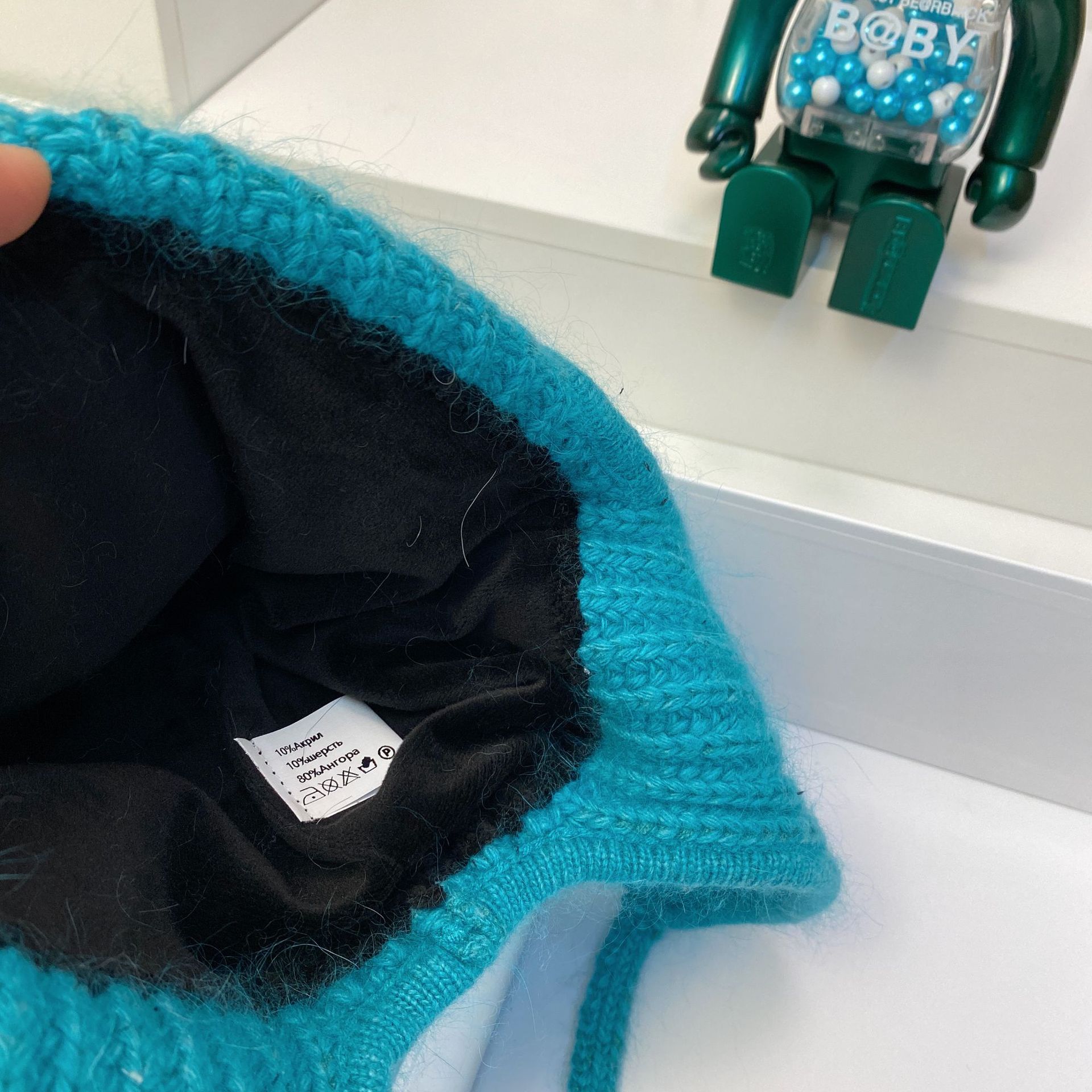 Russischer Samt, verdicktes Kaninchenhaar, gestrickt für Wärme im Winter, Ohrenschutz, Gesichtsumhüllung, Wollmütze, modisch_voghion.com