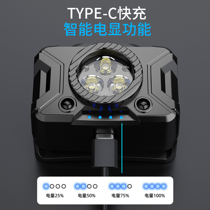 Nuevo faro transfronterizo de tres ojos iluminación de luz al aire libre luz de pesca nocturna larga duración luz de pesca ligera luz de trabajo impermeable