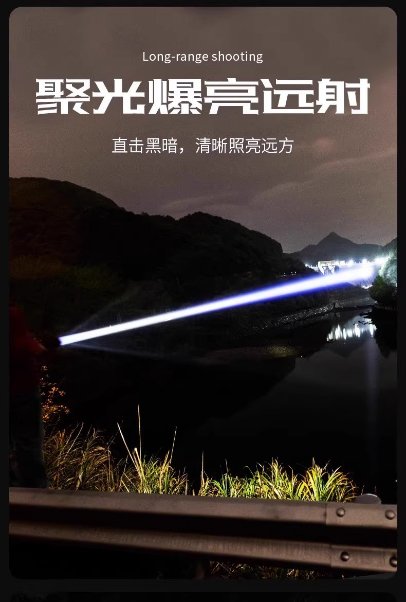 Super Bright Three-Eye Mini Led Flashlight, Strong Light, Rechargeable, Portable Outdoor Lighting, Long-Range, Household Mini Led