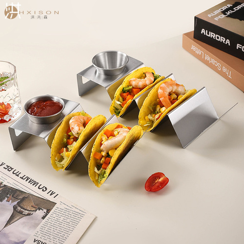 Creative stainless steel Mexican corn tortilla taco stand W-shaped griddle stand