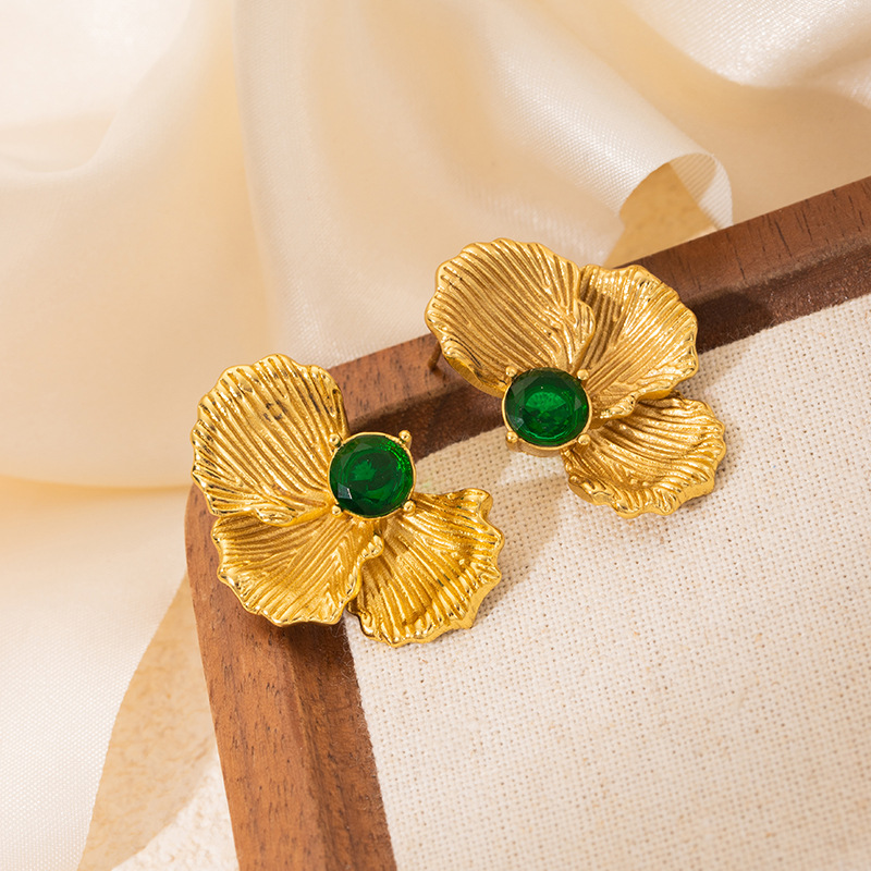 1 Paar Elegant Bloemen Titanium Staal Oorknopjes display picture 4