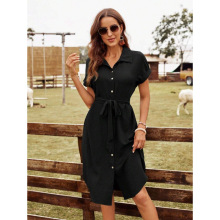 S 71772 Belt waist cinch short sleeve shirt dress ����������