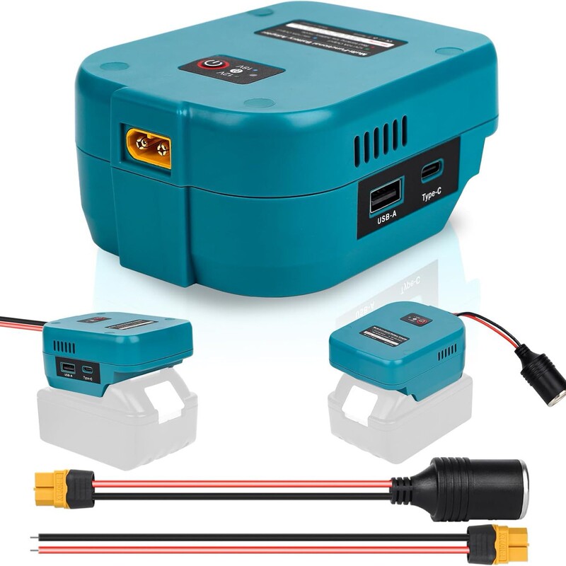Compatible with Makita 18V Lithium Battery Converter Multi-Function Adapter with USB Type-C Cigarette Lighter Xt60 Output Compatible with Makita 18V Lithium Battery Converter Multi-Function Adapter with USB Type-C Cigarette Lighter Xt60 Output