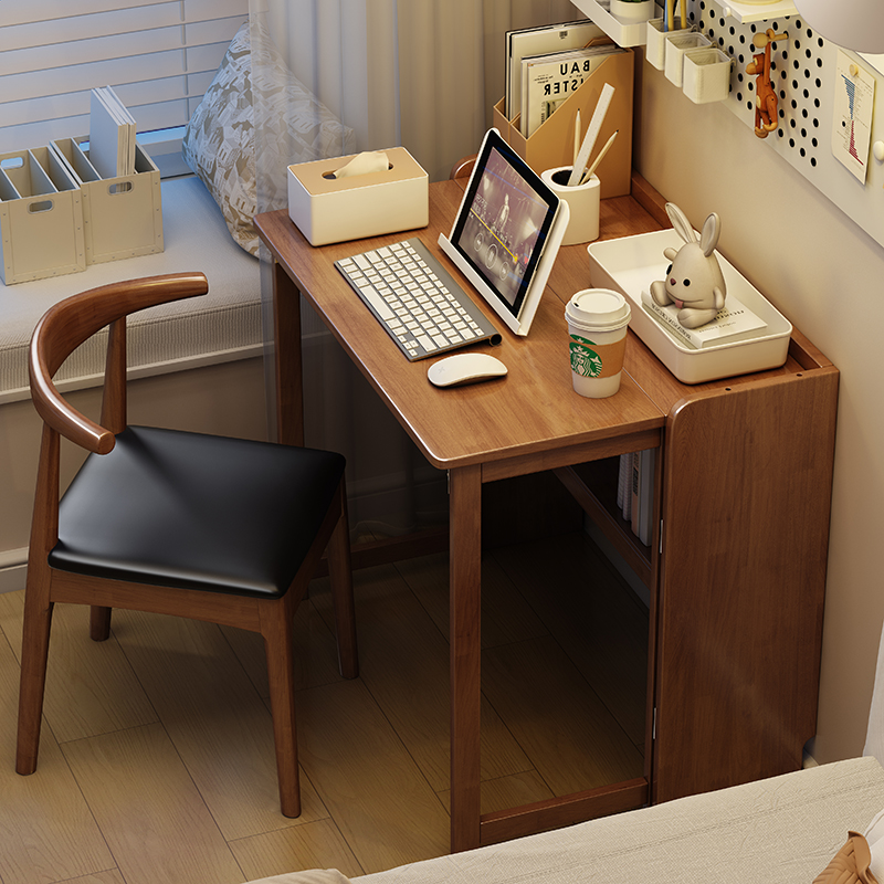 All Solid Wood Folding Desk Student Home Bedroom Simple Small Apartment Writing Desk Study Desk Office Computer Desk