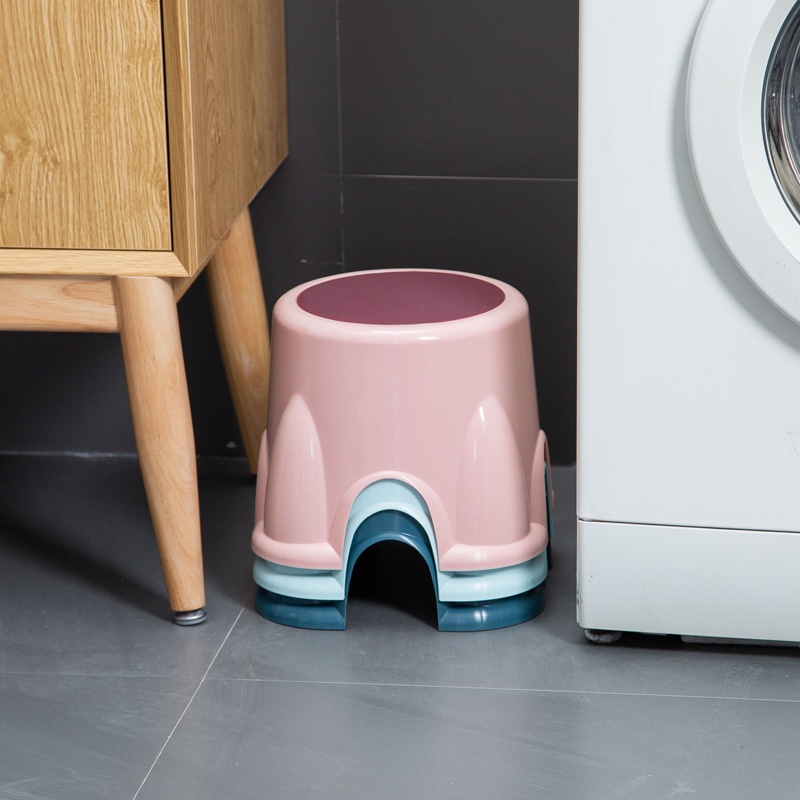 Home adult plastic low stool bench, popular round thick anti-fall baby shoe-changing bench living room coffee table small stool