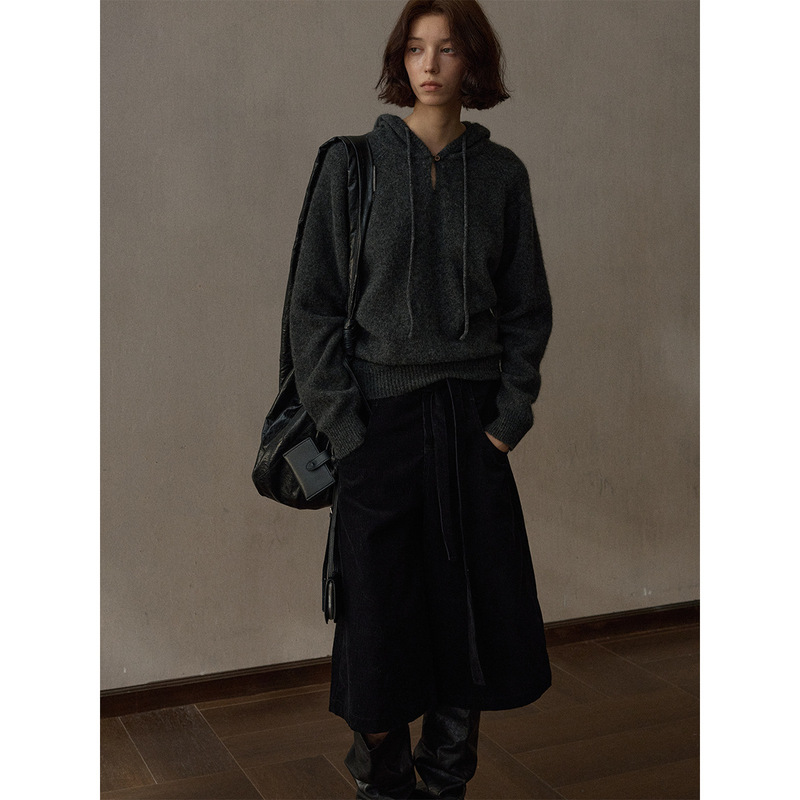 【识几】Sheep Wool and Yak Wool Blend Double Fleece Hooded Sweater for Women, Autumn Commuting Pullover Top M63187 【识几】Sheep Wool and Yak Wool Blend Double Fleece Hooded Sweater for Women, Autumn Commuting Pullover Top M63187