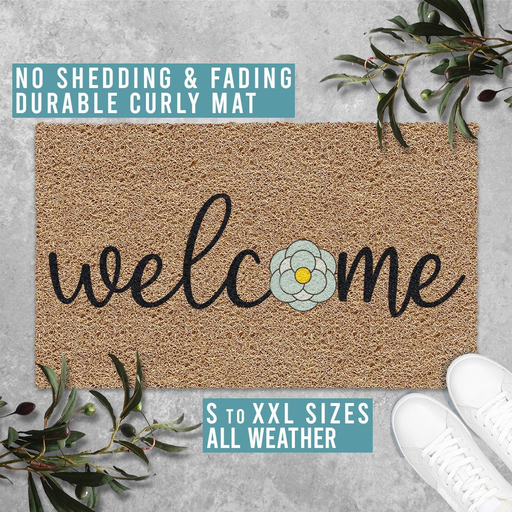 Vítejte, koberec s květinovým motivem, protiskluzová rohožka do vstupních dveří, savá rohožka do koupelny a kuchyně_voghion.com