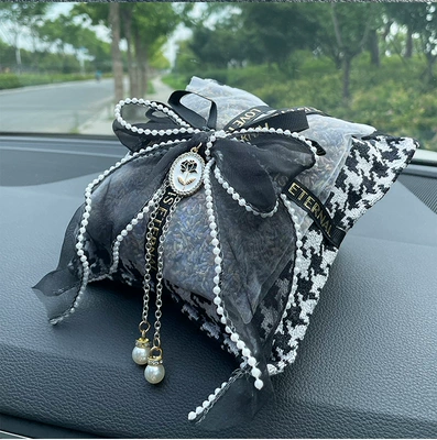 Cross-Border Best-Selling Car Bamboo Charcoal Aktiv kömürlü qoxu uducular - houndstooth-bamboo-charcoal-bag-black-double-layer