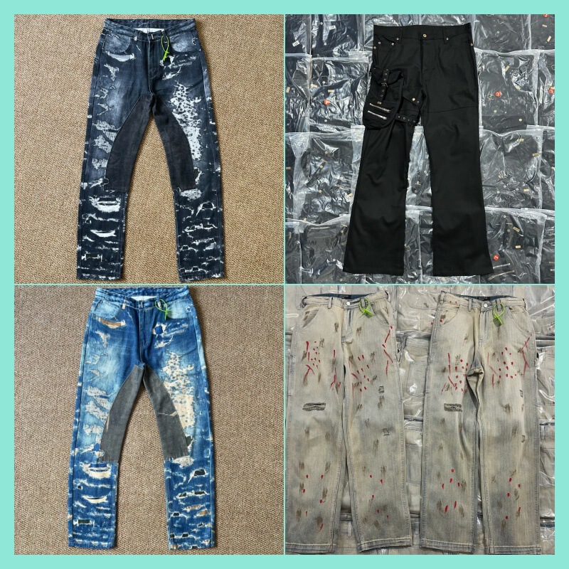 Black Lace-Up Flared Workwear Jeans for Men and Women, Couple Style, American High Street Slim Fit Versatile Pants for Spring and Autumn