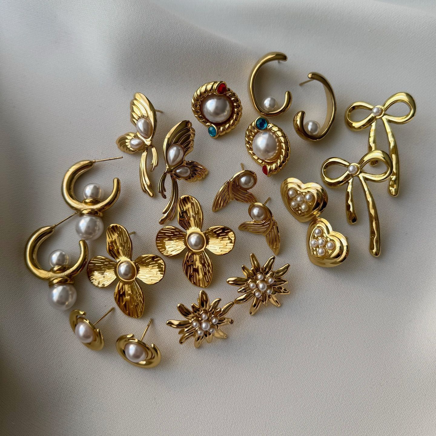 Pearl Earrings for Women Wholesale European and American Fashion Exaggerated High-End Earrings Geometric Irregular Flower Heart Earrings for Women