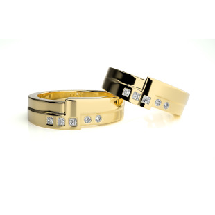 Cross-Border S925 Silver Gold Color Inlaid Cultured Diamond Ring for Men and Women Couple Ring Square Fashion Ring Hand Jewelry