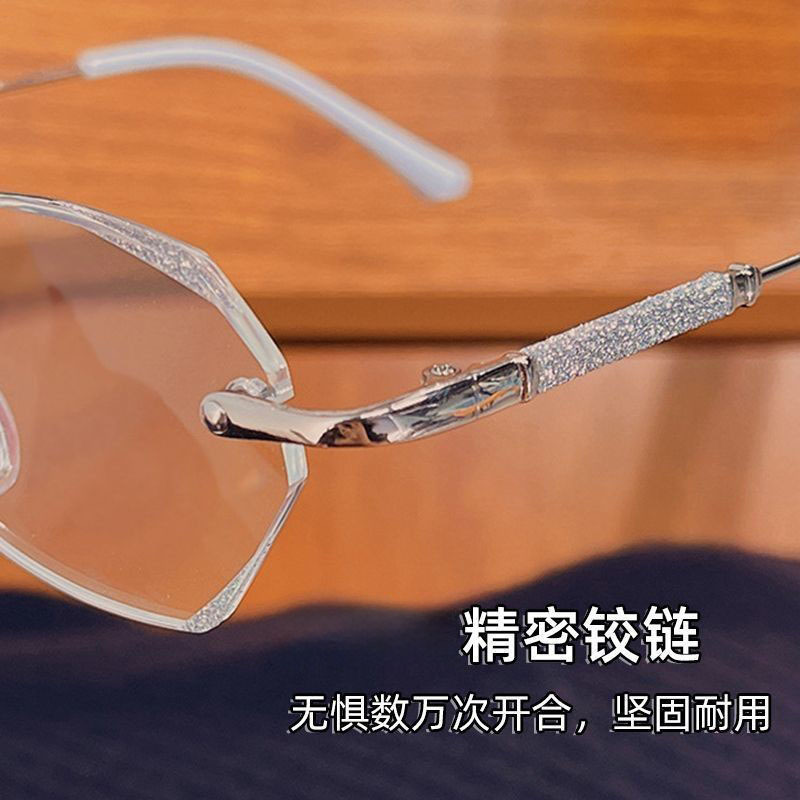 Nuevas gafas de corte sin marcos de alta calidad Starlight Glass Brilliant Edge para gafas de leopardo con grado de gafas de explosión a prueba de luz azul