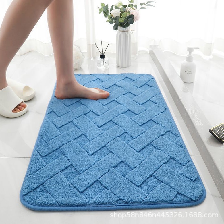 Alfombrilla jacquard de color sólido de cachemira de imitación de nuevo estilo Alfombrilla absorbente antideslizante en la puerta del baño