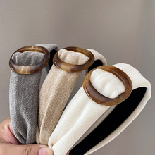 韩国新款网红设计感灯芯绒宽发箍复古百搭气质秋冬咖色发卡头箍女