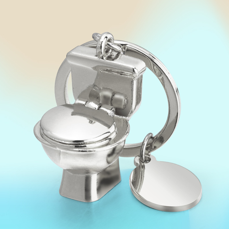 Simulated 3D Stereo Toilet Keychain Pendant Stereo Metal Keychain Pendant Toilet Promotional Commemorative Gift