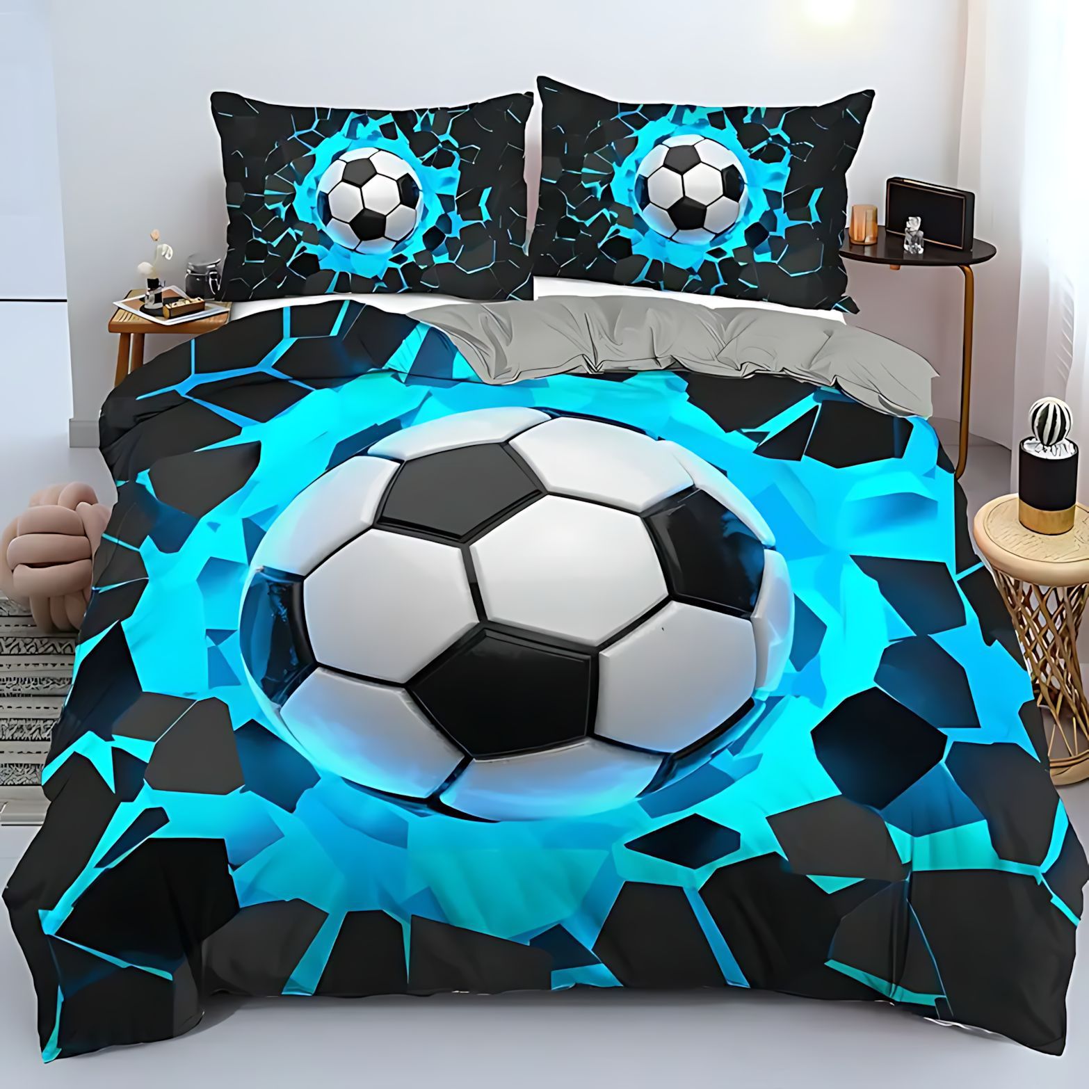 TEMU / JIT Fashion Sports League Football Pattern 3D Digital Printing Cover Kit suministro directo transfronterizo