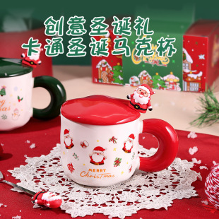 New Christmas Gift Christmas Ceramic Mug with Lid Cute Cup Gift Boxed Water Cup Cartoon High Value