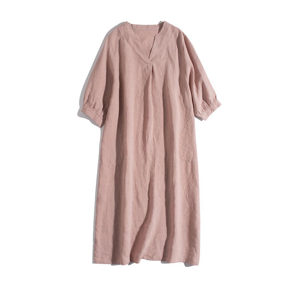 Women's Regular Dress Simple Style V Neck Half Sleeve Solid Color Midi Dress Daily display picture 2